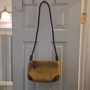 Lord & Taylor Mustard and Chocolate Shoulder Bag